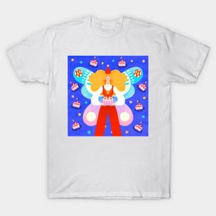 Butterfly birthday girl with birthday cake T-Shirt